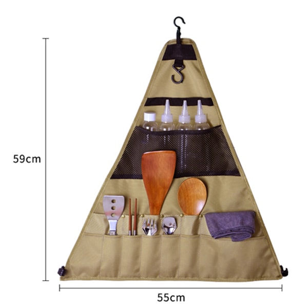 Camping opbevaringspose bærbar trekant Oxford klud service hængende arrangør til udendørs picnic BBQ 55x59cm/21.7x23.2in