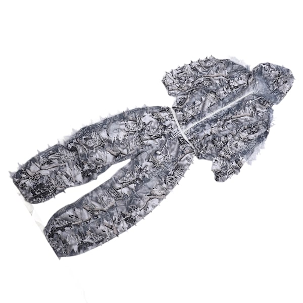 Snövit kamouflage Ghillie-dräkt 3D lövjackor och byxor set kläder för jakt