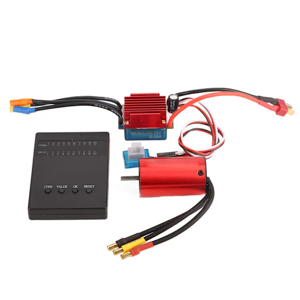4400KV Borstlös Motor Set Aluminiumlegering Plast 35A Elektronisk Hastighetsregulator Programmeringskort för Traxxas 1/12 RC Bil