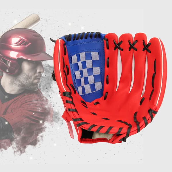 PU læder baseballhandske træningskonkurrencehandsker til børn (rød 11,5 tommer)