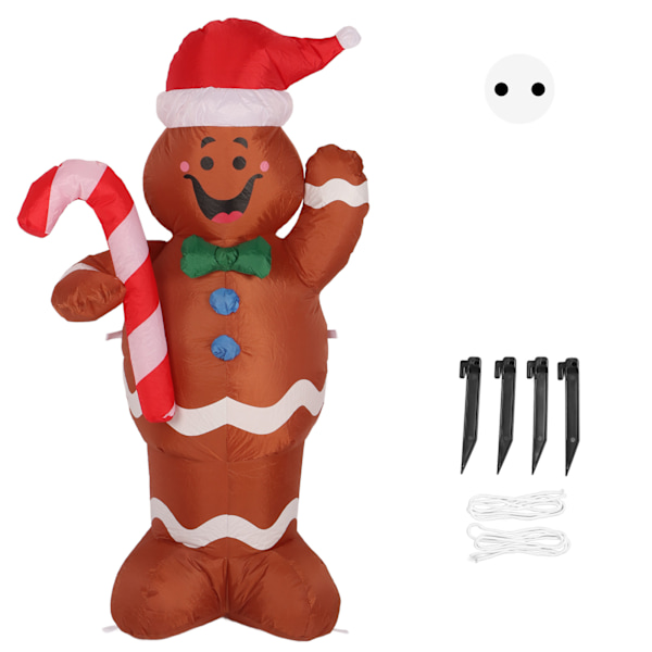 4.92ft Christmas Inflatable Gingerbread Man Cute Rapid Inflation Blow Up Gingerbread Man for Garden Xmas Decor EU Plug 220V