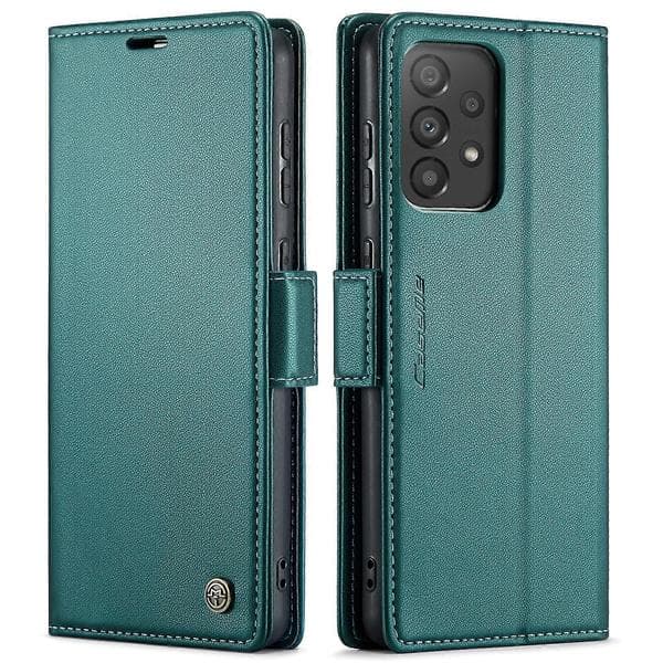 CaseMe Leather Wallet Case Compatible with Samsung Galaxy A33 5G - RFID Blocking, Magnetic Closure, Kickstand, Green Green