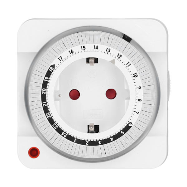 Timer-stikkontakt, mekanisk, 24 timer, 15 minutters intervaller, automatisk nedtællingsudtag, timer til elcykel, EU-stik, 230V