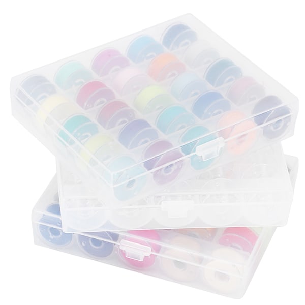 Spolset Tråd Transparent Box Assorterad Färg Förspolning Sytråd Broderinål Tejp