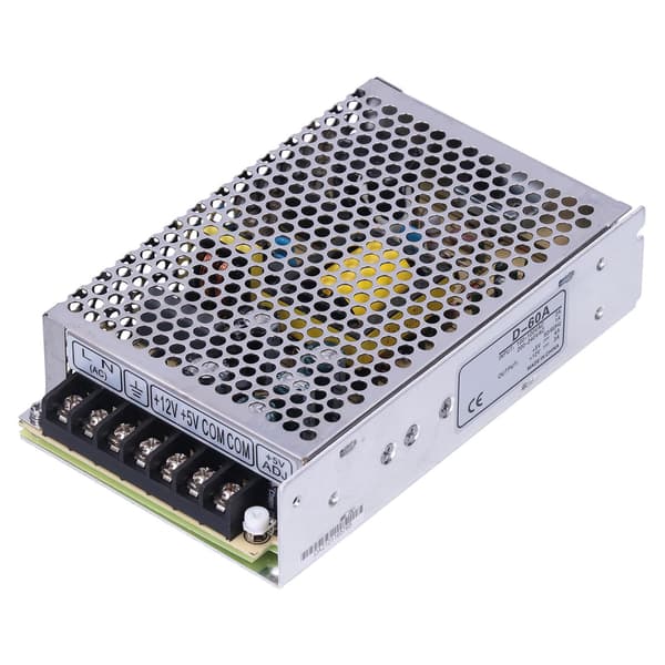 BERM Kytkentävirtalähde Kaksoislähtö DC 5V/4A 12V/3A Tulojännite 115/230VAC D-60A