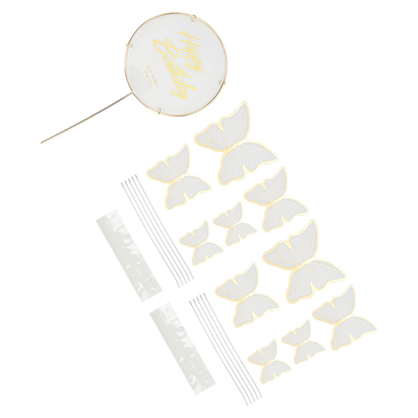 3 sarjaa perhoskakkukoriste 3D-väriperhoskakkukoristekortti Cupcake Topper syntymäpäivä hääjuhlan koriste valkoinen