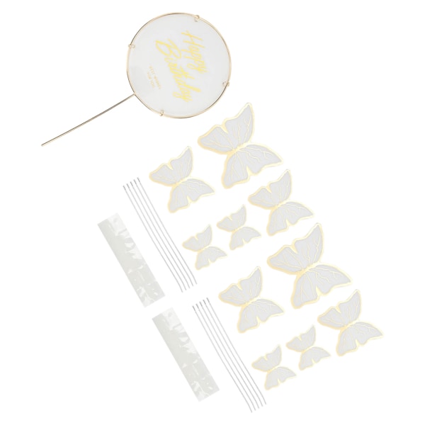 3 set fjärilskakinsats 3D färgfjärilskakinsats kort cupcake topper födelsedag bröllopsfest dekoration vit