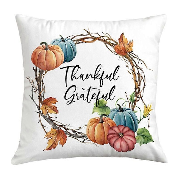 Sett med 4 høstgresskar lastebil putetrekk pynteputetrekk ferie rustikk lin putetrekk for sofa bondegård Thanksgiving høstdekorasjoner, 45x