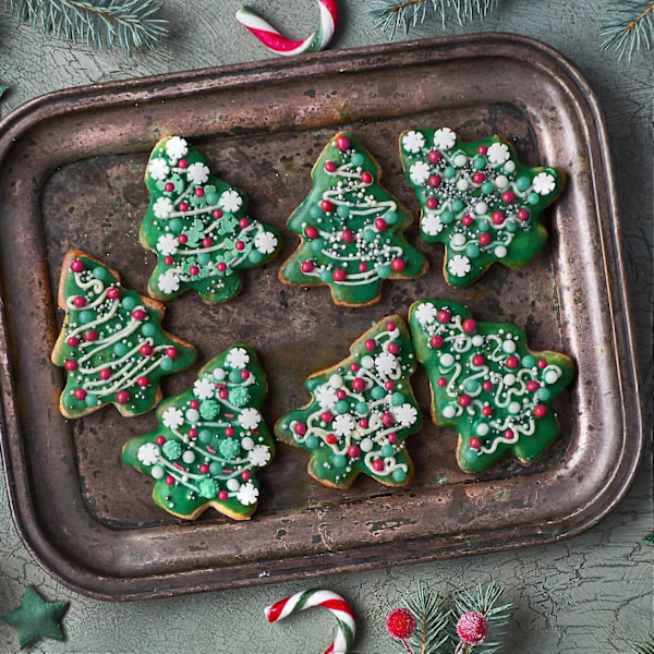 Sett med 5 Juletré Pepperkakeformer i Rustfritt Stål for Baking, Kjeks, Fondant