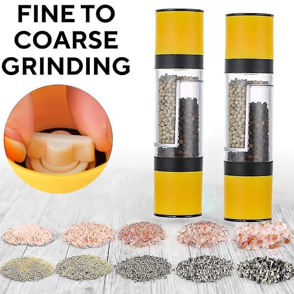 Gul Refillable Salt och Pepparkvarn Set med Justerbar Grovhet