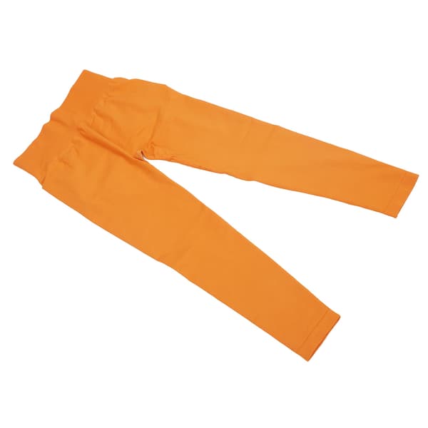 Yoga Byxor med Buttlyft Sömlös Kompression Hög Midja för Sport Orange Stor