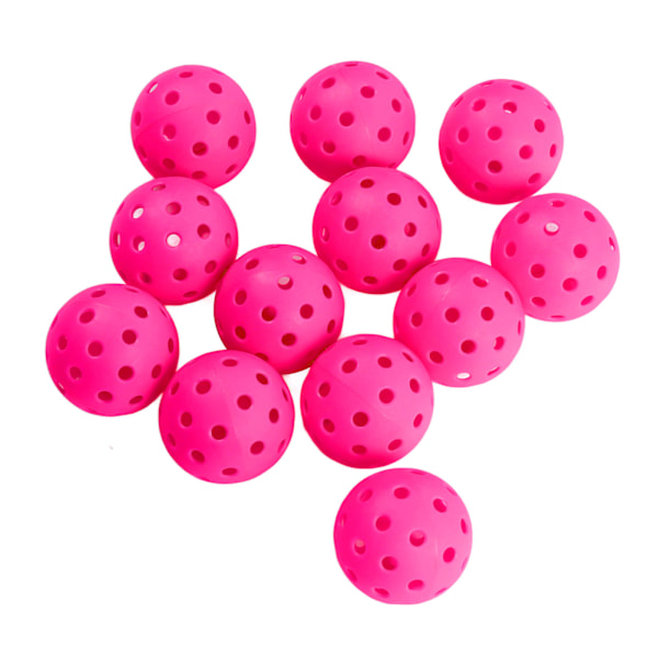 12 st 74 mm 40 hål Pickleballs PE-plast Hög elasticitet Pickleball Utomhus Hålbollar Rosa