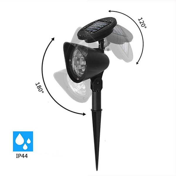 LED Lawn Solar Spotlight Utomhus power med automatisk avstängningssensor Vattentät trädgårdsljus
