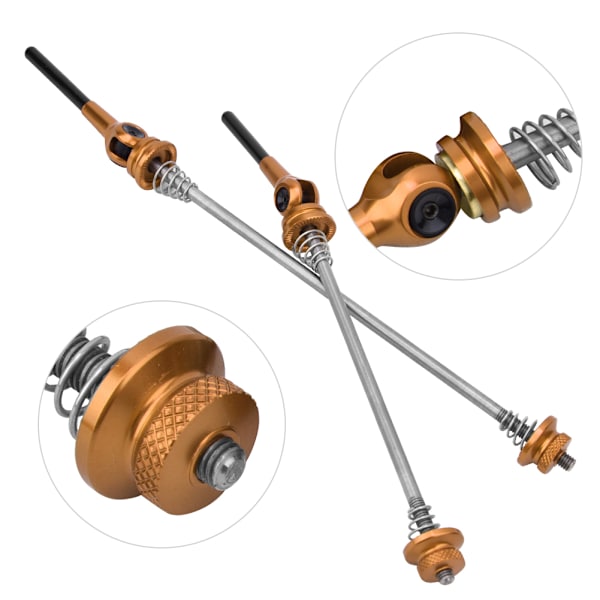Ett par 6061 aluminiumlegering TC4T titanlegering cykel snabbkopplingsspak Framre bakhjulsspettset Gyllene
