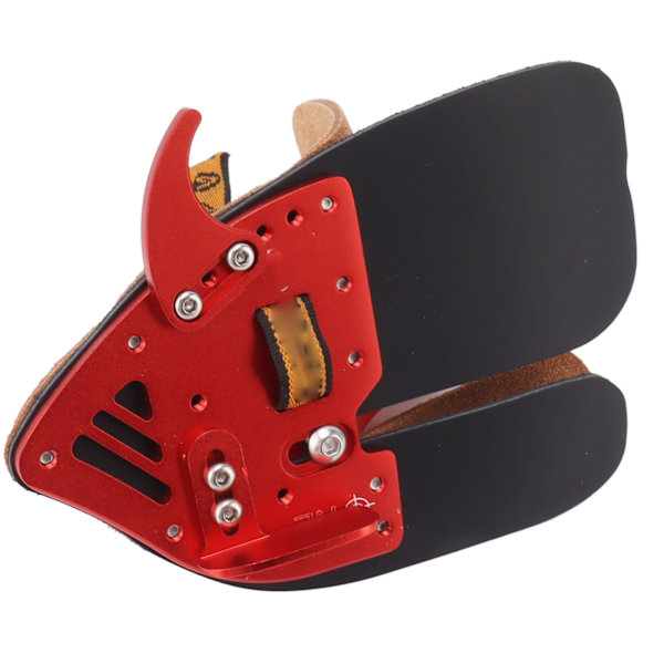Bueskydning Finger Tab Kohud Aluminiumlegering Bueskydning Finger Guard Beskytter Skydning Praksis Udstyr til Recurve Jagt Buer Rød og Sort L