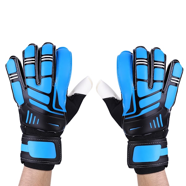 Et par specielle fortykkede latex blå voksne skridsikre fodboldmålmandshandsker til træning (blå #9)