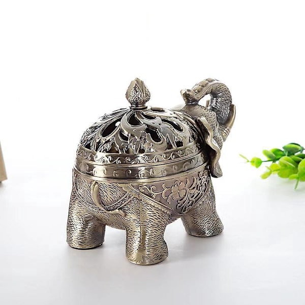 Metal Elefant Røgelsesholder Klassisk Kegle Spiralbrænder Askeopsamler Aromaterapi Dekoration Hjem Kontor Bronze