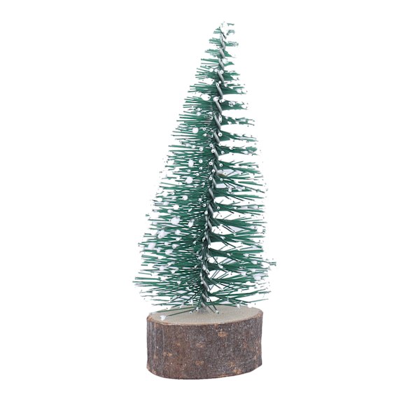 10 st miniatyr tallar av konstgjord miniatyrgran med träbas för hantverk, visning och dekoration