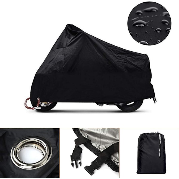 Vanntett presenning for motorsykkel scooter 190T - Støvtett beskyttelsesdeksel - 245 x 105 x 125 cm - Svart