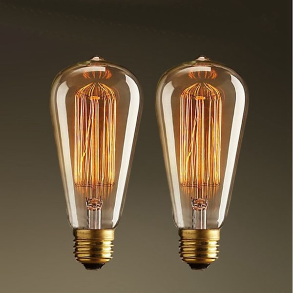 6 st E27 Retro LED-lampor 40W för matsal vardagsrum sovrum badrum