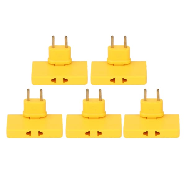 5 stk. EU-stikkontaktomformer trådløs 180 graders forlengelse 1 til 3 EU-pluggadapter 110-250V gul