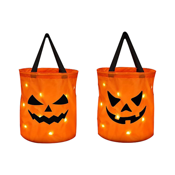2 stk LED Halloween godteriposer 12 tommer høye 10 tommer brede gresskar stil batteridrevne Halloween festposer for fest
