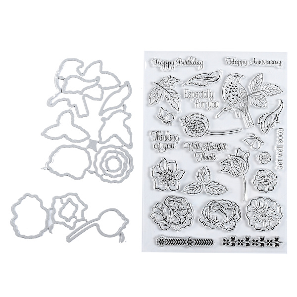 Transparent stämpelskärverktyg Clear Rubber DIY Journal Leaf Flower Bird Pattern Craft