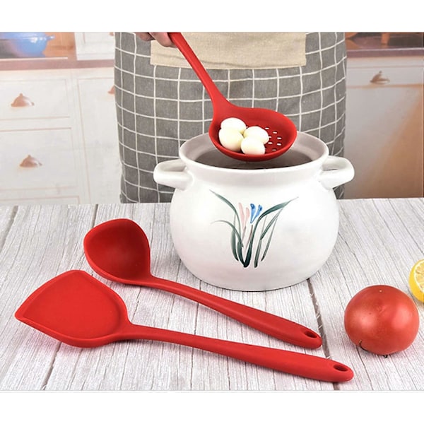 3 st Silikonspatel Läcksäker Sked Set för Bakning, Sömlös i Ett Stycke Non-Stick för Matlagning Bakning Blandning Värmebeständigt Redskap Stekspade Läcksäker S