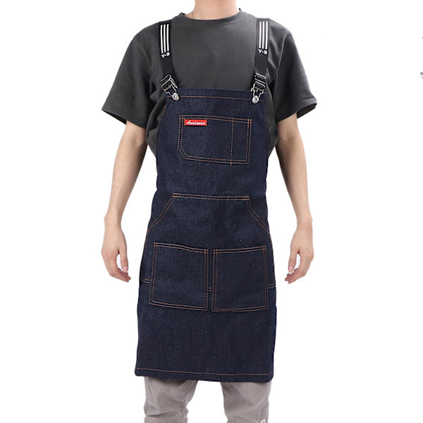 Denim Canvas -kynsien kynsien työesiliina Säädettävä Pestävä kampaamoesiliina Miehille Naisille Sininen