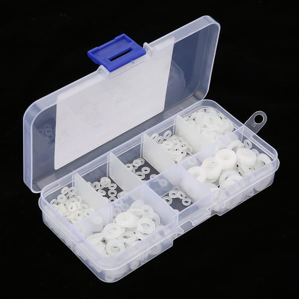 500 st M2-M6 Nylon Platt Bricka Packning Vanliga Brickor Sortimentskit med Låda (Vit)