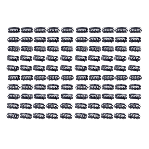 100 st U-formade Perukclips 2,3 cm, 6 Kamtänder, Rostfritt Stål, Svart, Peruktillbehör, Snabbkamclips för Hårförlängning