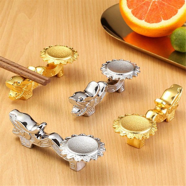 Chopsticks Holder Legering Retro Drage Chopsticks Rack, Gull 4 stk