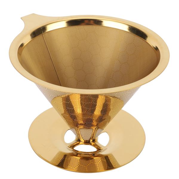 Guld honeycombed rostfritt stål Återanvändbar Pour Over Coffee Filter Coffee Dripper