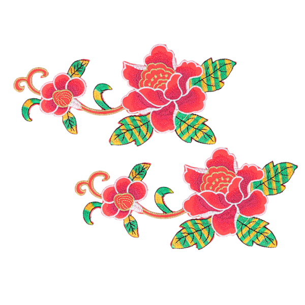 2 stk. patches syning håndsømning dekorative DIY fremstilling bomuld broderet blomstermønster patch til scrapbooking rød
