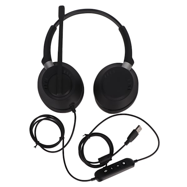 X6D USB 2 Telefon Headset Støjreducerende Højttalerlydstyrkejustering Binaural Business Headset til Call Center