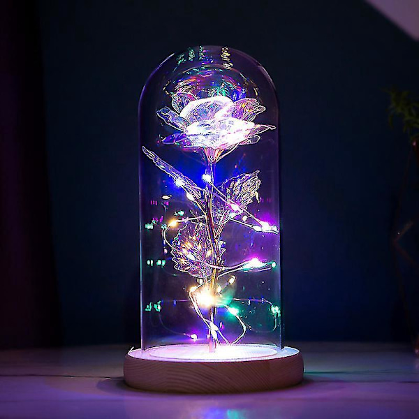 Ikuinen LED-valo Violetti Ikuisuusruusu Lasikuvussa