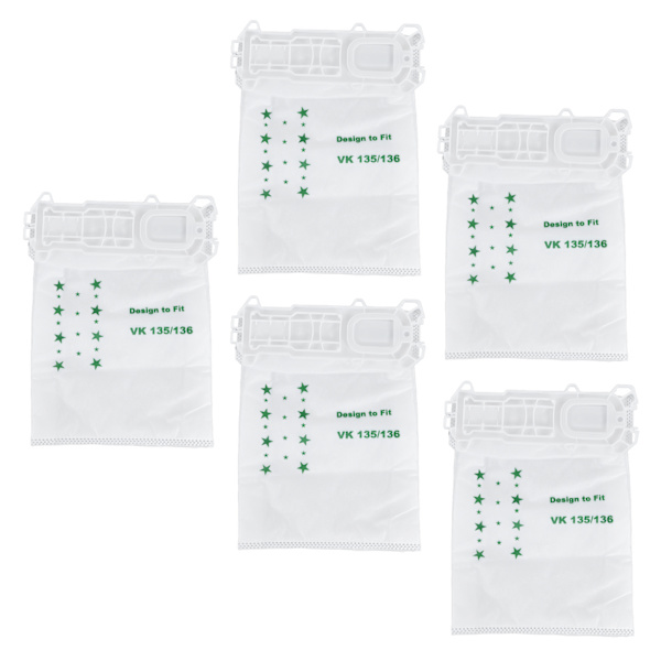 5 STK støvsuger støvpose Nonwoven støvsuger søppelpose for VORWERK VK135 VK136