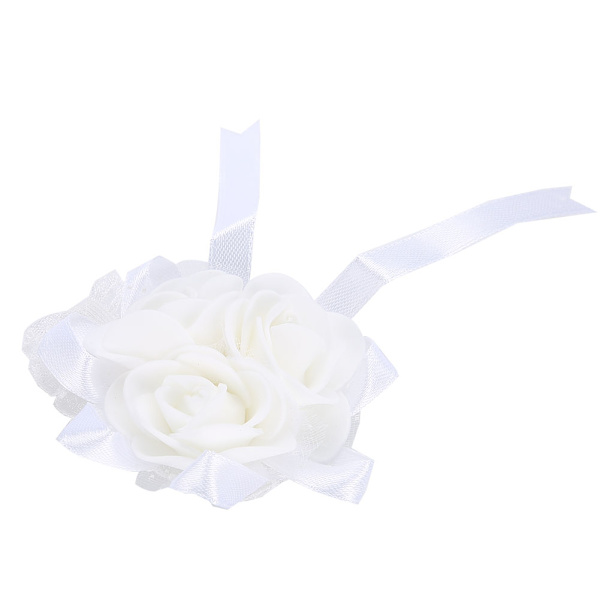 Vakker håndblomst brudepike håndledd Corsage Bryllupsdekorasjoner (hvitt bånd)