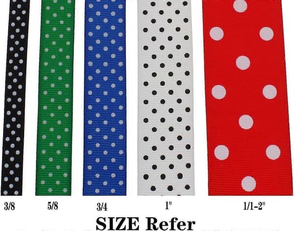 Polka Dot Grosgrain Ribbon - 5/8\" x 25 Yards, White Polyester, for Gift Wrapping, Wedding Decoration, Crafts