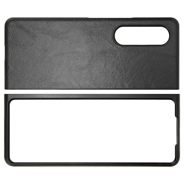 Business Läder Telefonfodral för Galaxy Z Fold 3 Dammsäker Fällbar Skärm Telefonfodral Svart