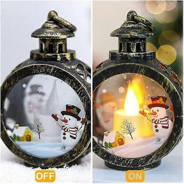 LED Juldekoration - Ljus - Utomhus- och inomhuslåga - för hemfönster - Portabel lykta för barn - Jultomte- och snögubbedekoration
