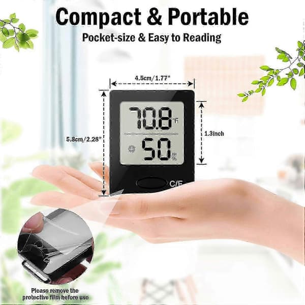 Digitalt rumstermometer hygrometer med komfortindikator, temperatur- og luftfugtighedsmåler til hjemmekontor, sort