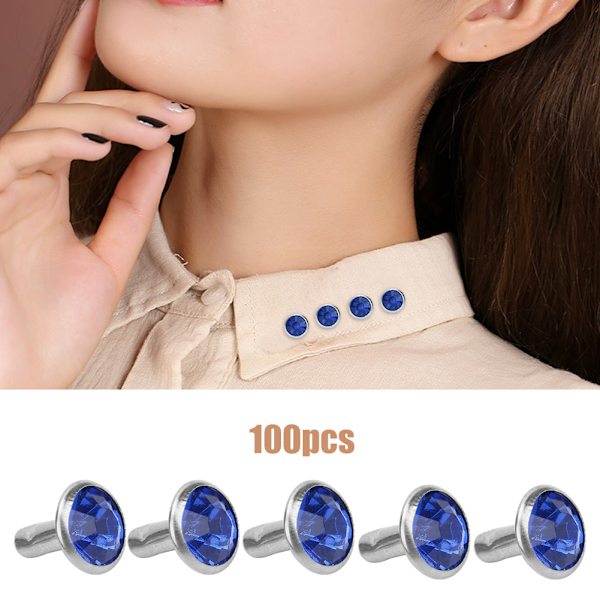 B Akryl Diamant 8mm Dekorative DIY Stud Beklædningstilbehør 8mm Sølvkant KrystalDyb Blå