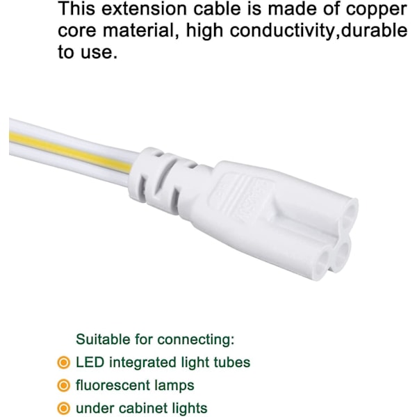LED-röranslutningskabel 30CM Han till Hona Dubbeländad Förlängningssladd för Integrerat LED-rör, 5-pack