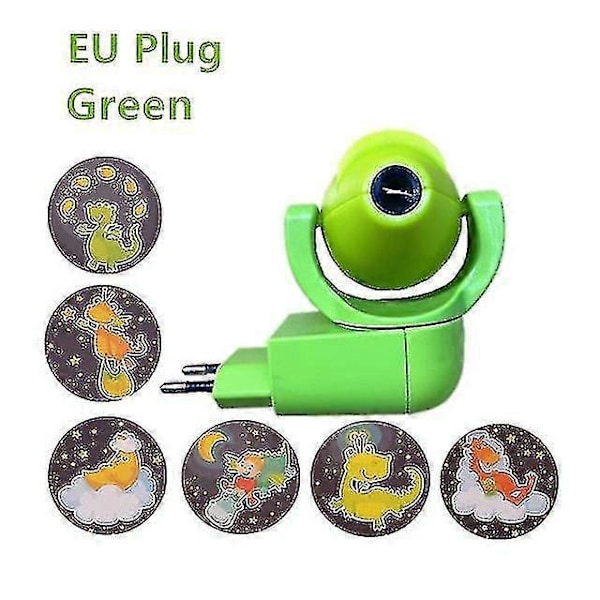 LED Projektor Stjärna Måne Djur Projektor 6 Bilder Sensor EU-kontakt Nattlampa För Barn Barn Baby Sovrum Dekoration - CNSZ grön