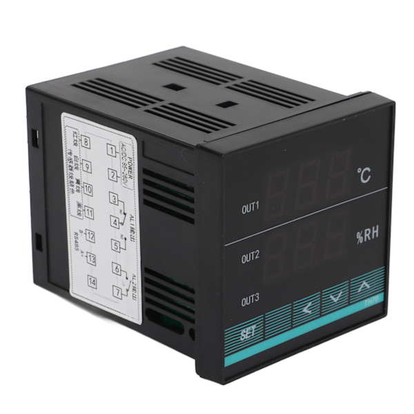 Temperaturregulator Dubbel Display Digital Luftfuktighets termostat Konstant Luftfuktighetsregulator med larmfunktion
