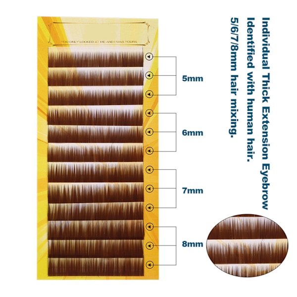 Blandede brune falske øjenbrynforlængere falske øjenbrynforstærker individuelle øjenbryn 5-8mm