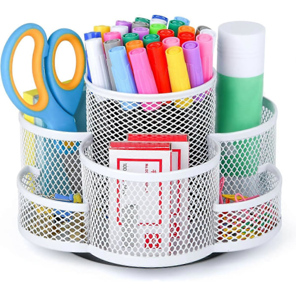 Bordskrivebords penholder, roterende penholder, bordskrivebords kopholder kontor penholder (hvid)