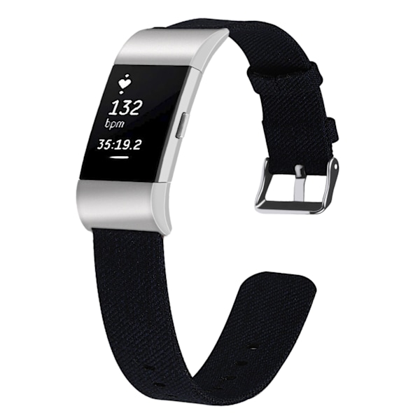 Lærred Rem Til Fitbit Charge2 - Sort