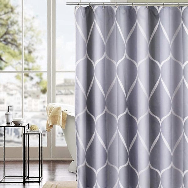 Bruseforhæng, vandtæt og skimmelsikkert polyester badeforhæng til badeværelse eller badekar med 12 rustfrie kroge, 200x200cm